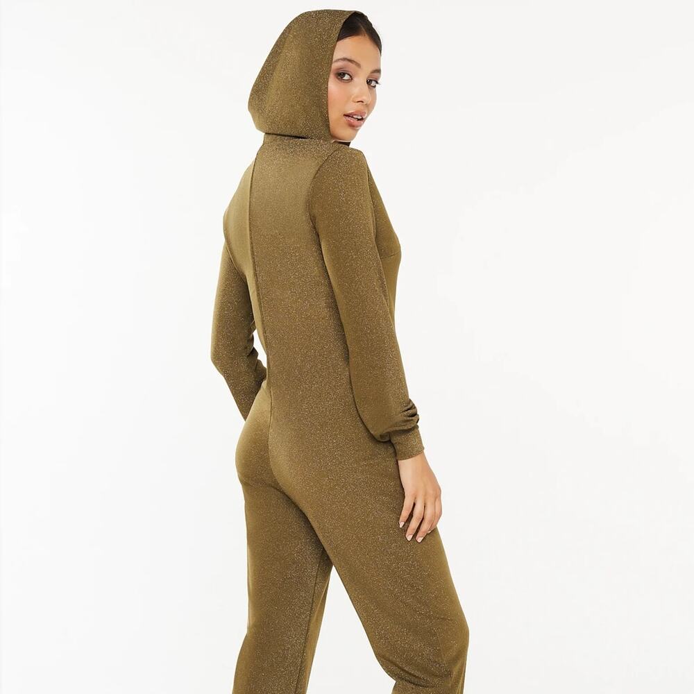 Savage X Fenty “Sleep & Shine” Hooded Shimmer Jumpsuit Green Size M - Picture 3 of 13